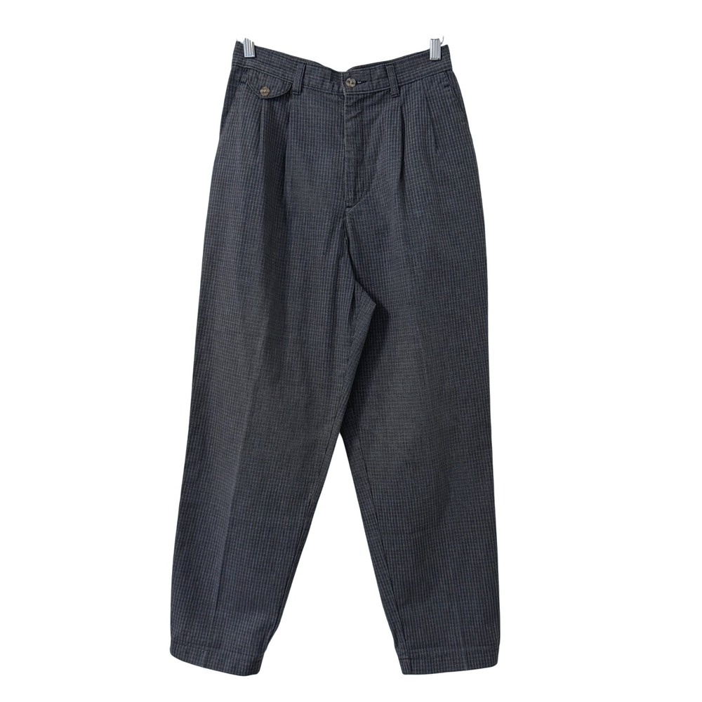 VTG Lee Womens Gray Plaid Pleated Pants Trousers Sz 28 Dark Academia Grunge Twee